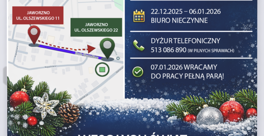 Nowy adres biura od 1 stycznia 2026